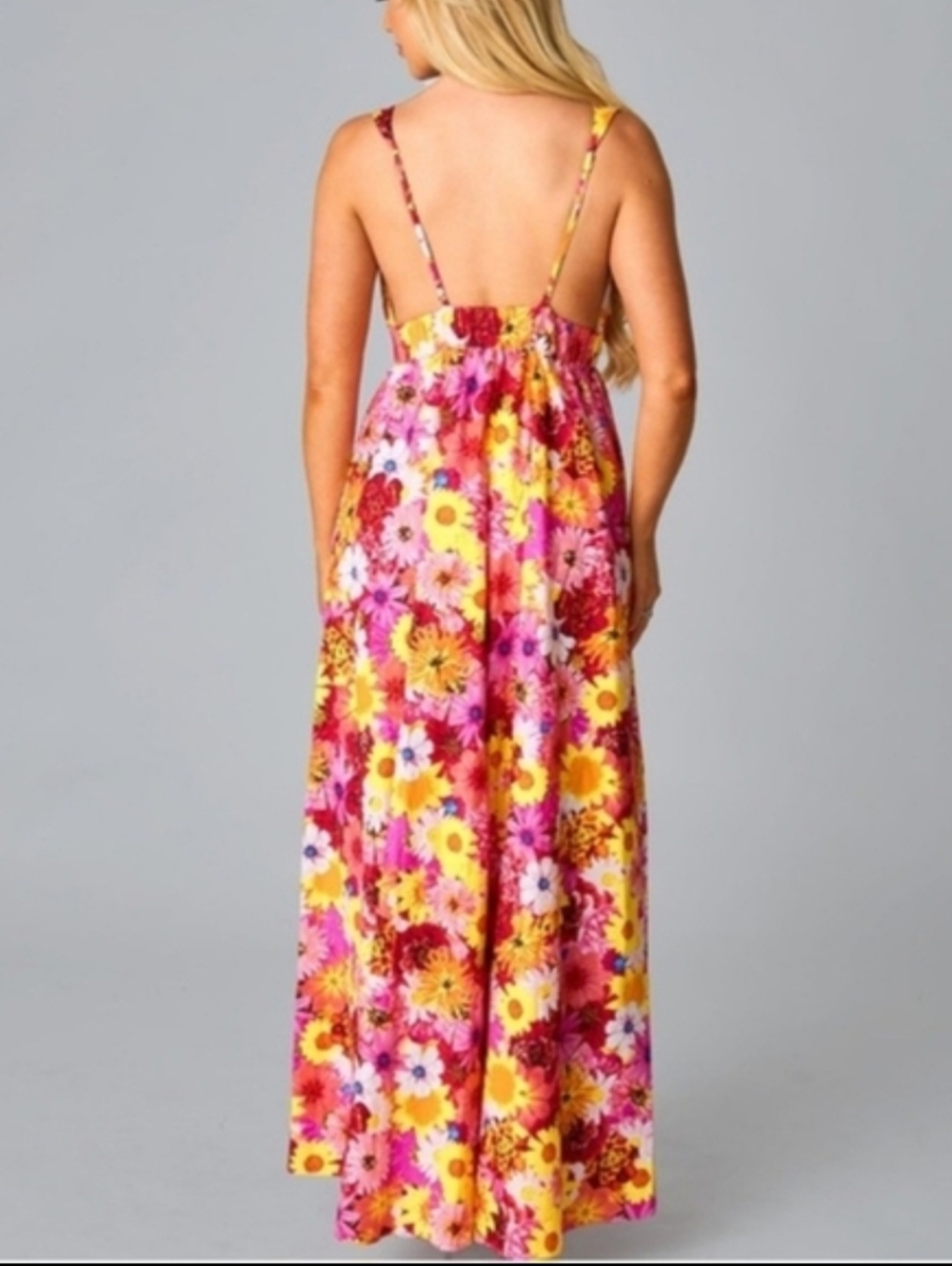 Buddy Love Zena Floral Maxi Dress NWT Sz. L Pink Yellow Boho Resort Glam Chic - Picture 6 of 13